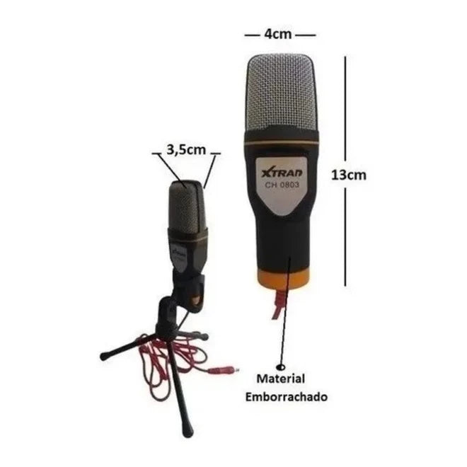 Microfone Condensador de Mesa para PC e Notebook com Entrada P2 - XTRAD