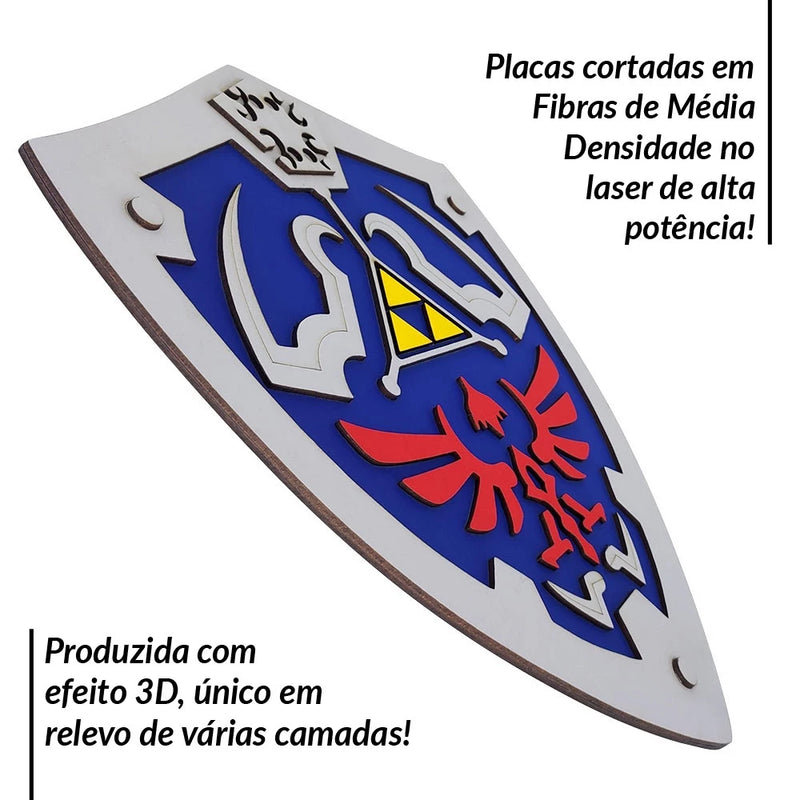 Placa Decorativa Escudo Zelda 3D em Alto Relevo