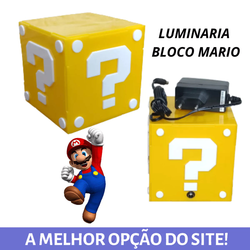 Luminária Abajur Cubo Bloco Super Mario