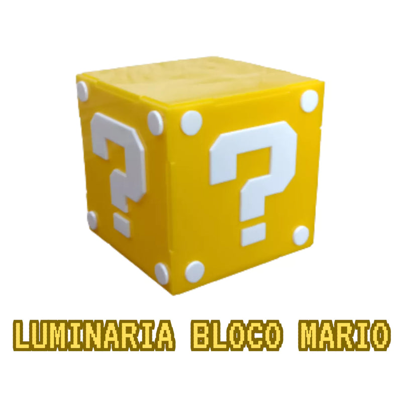 Luminária Abajur Cubo Bloco Super Mario