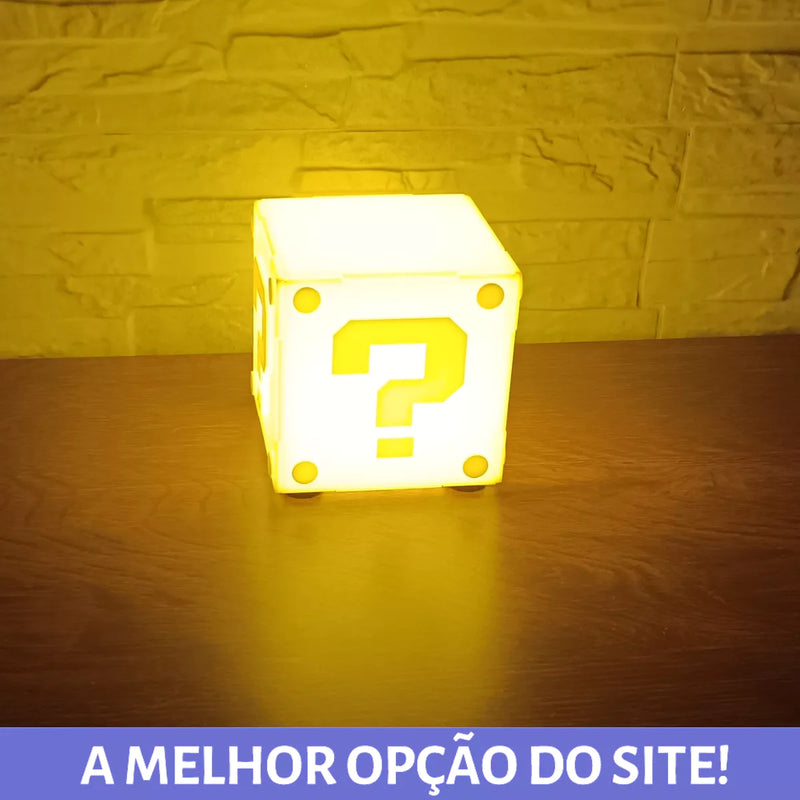 Luminária Abajur Cubo Bloco Super Mario