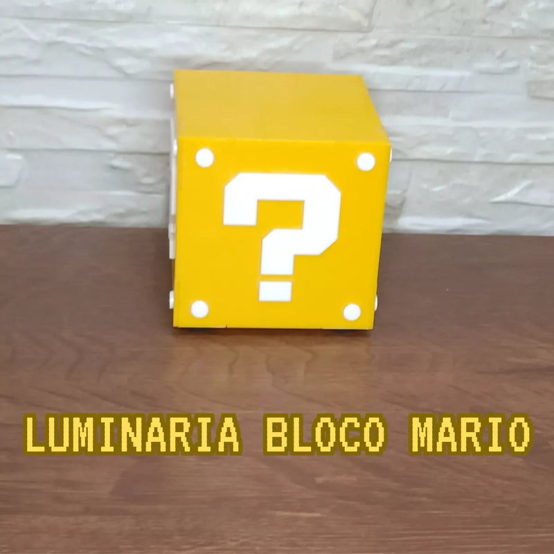 Luminária Abajur Cubo Bloco Super Mario