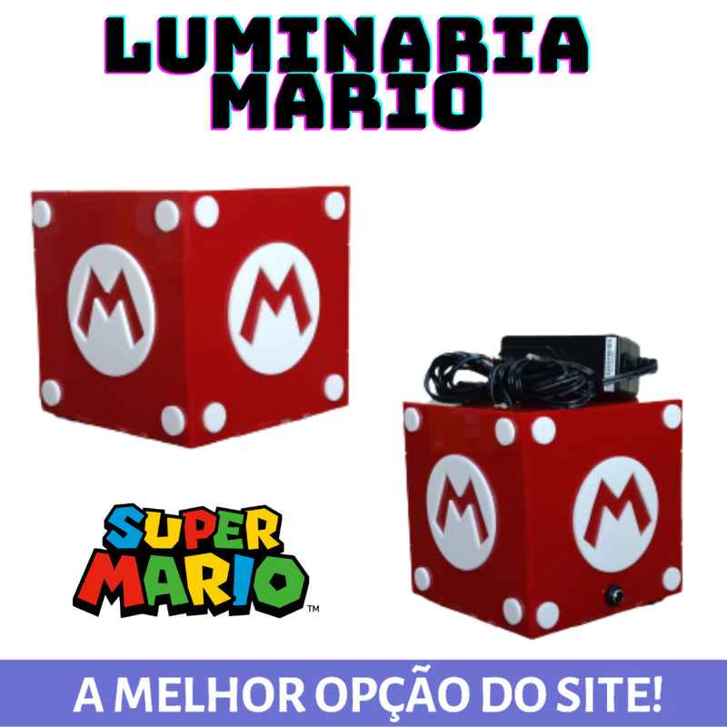 Luminária Abajur Cubo Bloco Super Mario