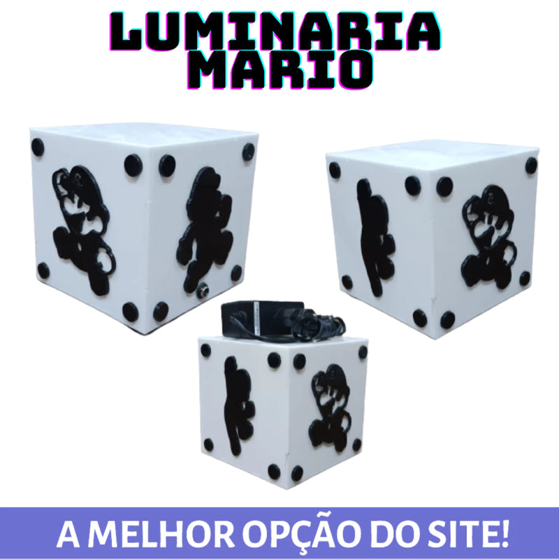 Luminária Abajur Cubo Bloco Super Mario