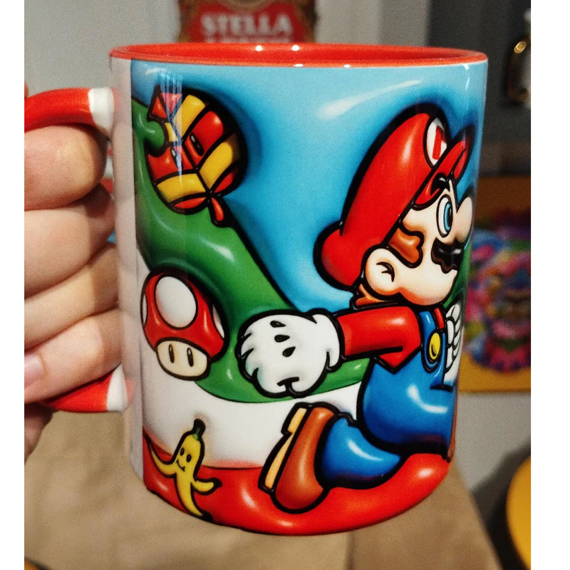 Caneca Personalizada Super Mario 3D Efeito Inflável em Cerâmica - 325ml