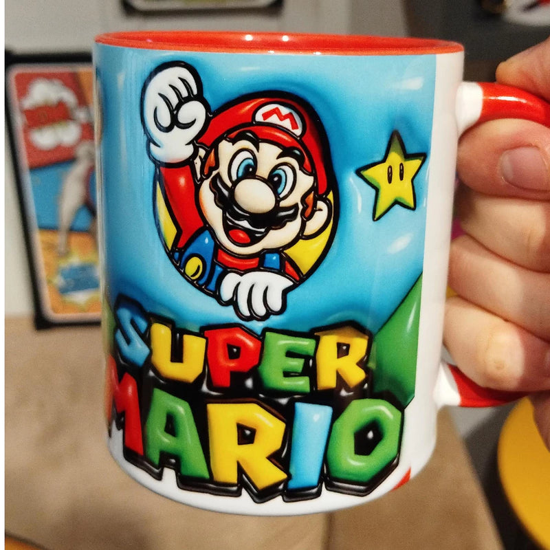 Caneca Personalizada Super Mario 3D Efeito Inflável em Cerâmica - 325ml