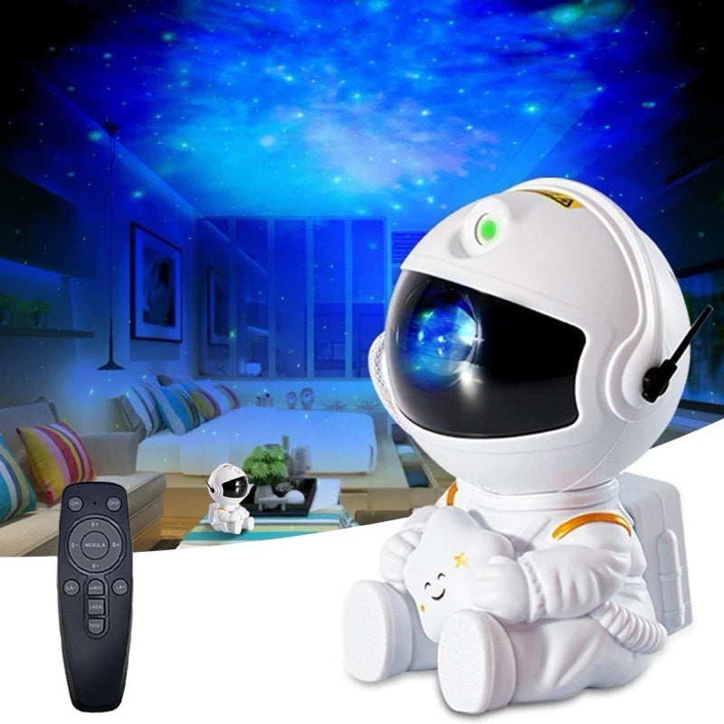 Mini Projetor Astronauta Luz LED Galáxia Céu Estrelado