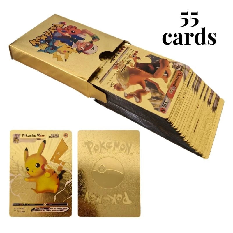 Coleção Exclusiva de Cards Pokémon Gold: 55 Cartas Douradas, Impermeáveis e de Alta Qualidade (Versão em Inglês)