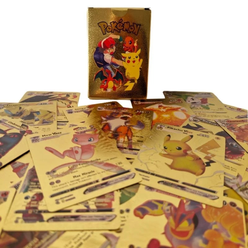 Coleção Exclusiva de Cards Pokémon Gold: 55 Cartas Douradas, Impermeáveis e de Alta Qualidade (Versão em Inglês)