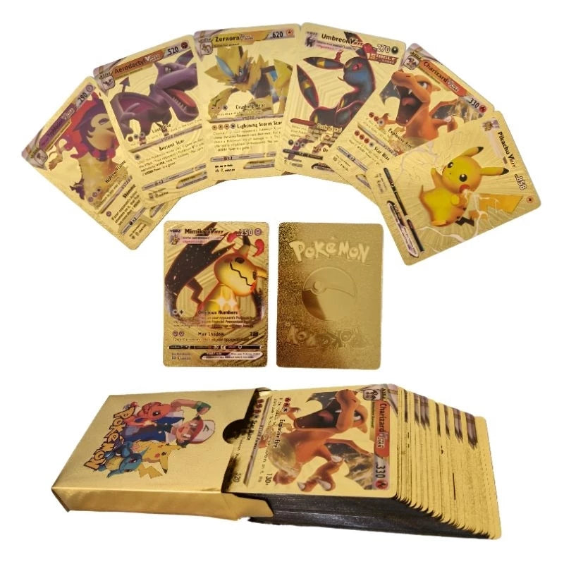 Coleção Exclusiva de Cards Pokémon Gold: 55 Cartas Douradas, Impermeáveis e de Alta Qualidade (Versão em Inglês)