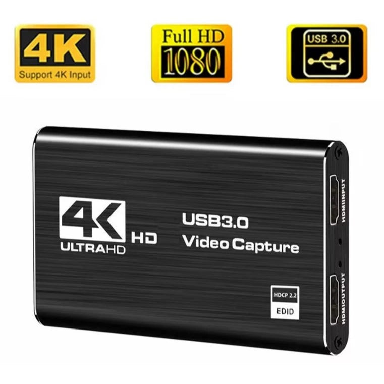 Placa de Captura de Vídeo 4K USB 3.0 - HDMI Compatível com 1080p 60fps