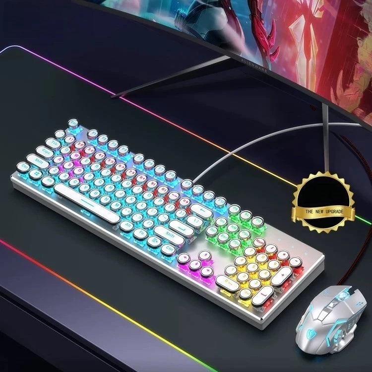 Kit Teclado Mecânico 100% Punk Esports + Mouse Gamer RGB