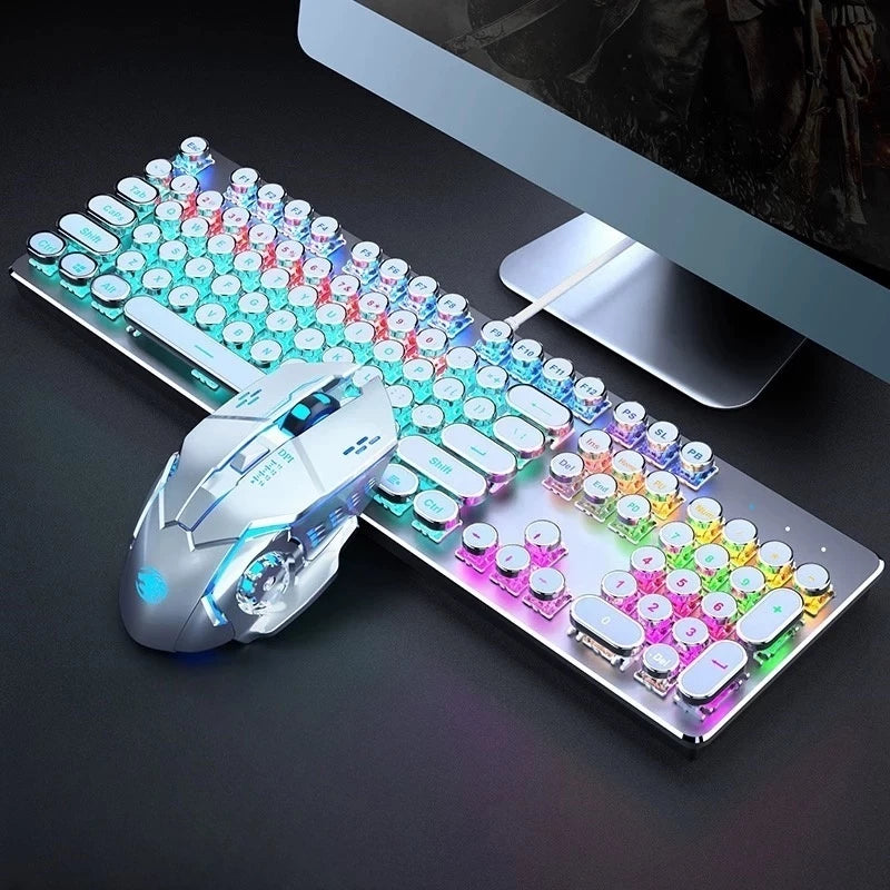 Kit Teclado Mecânico 100% Punk Esports + Mouse Gamer RGB