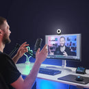 Webcam 1080p com Microfone, Luz LED e Rotação 360º