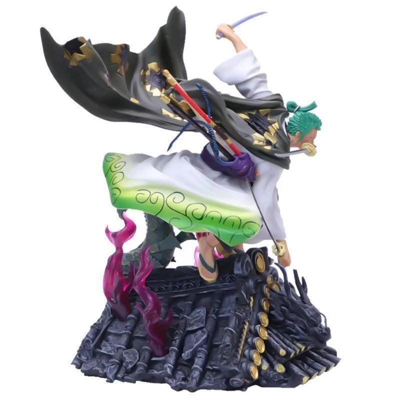 Action Figure One Piece Roronoa Zoro Estátua com 3 Espadas no Telhado - 22cm