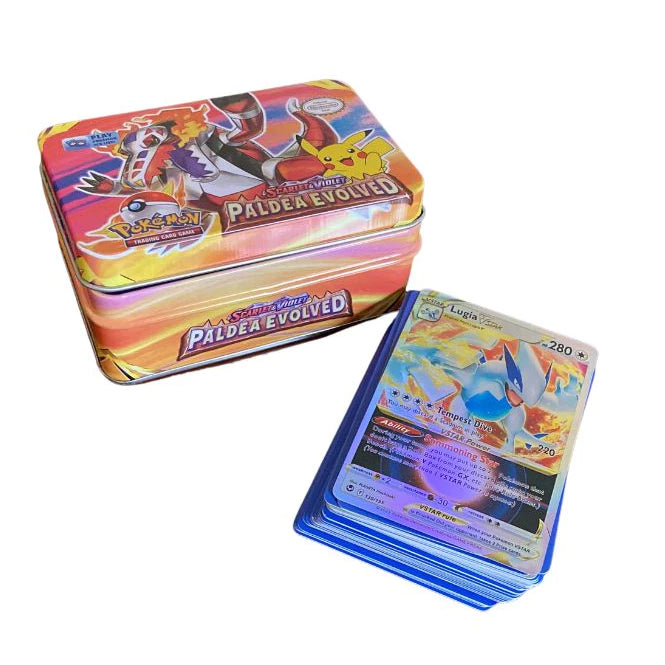 KIT de 40 Cartas Pokémon + Lata para Guardar suas Cartas Raras!