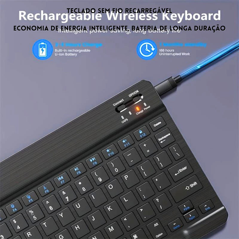 KIT Teclado e Mouse Bluetooth 3.0 Ultrafino - Compatível com Smartphones, Notebook e Tablet