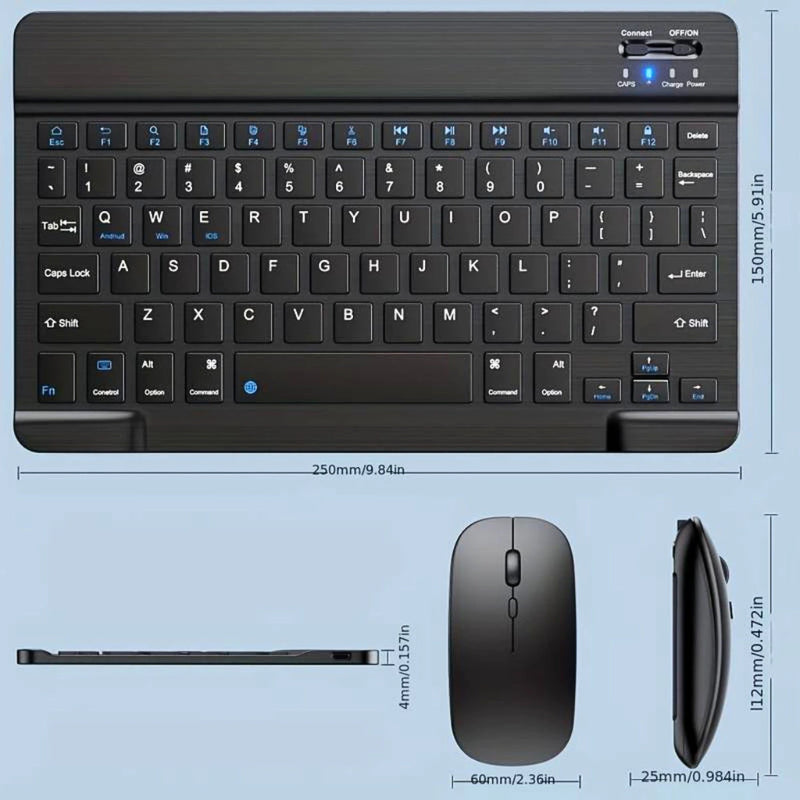 KIT Teclado e Mouse Bluetooth 3.0 Ultrafino - Compatível com Smartphones, Notebook e Tablet