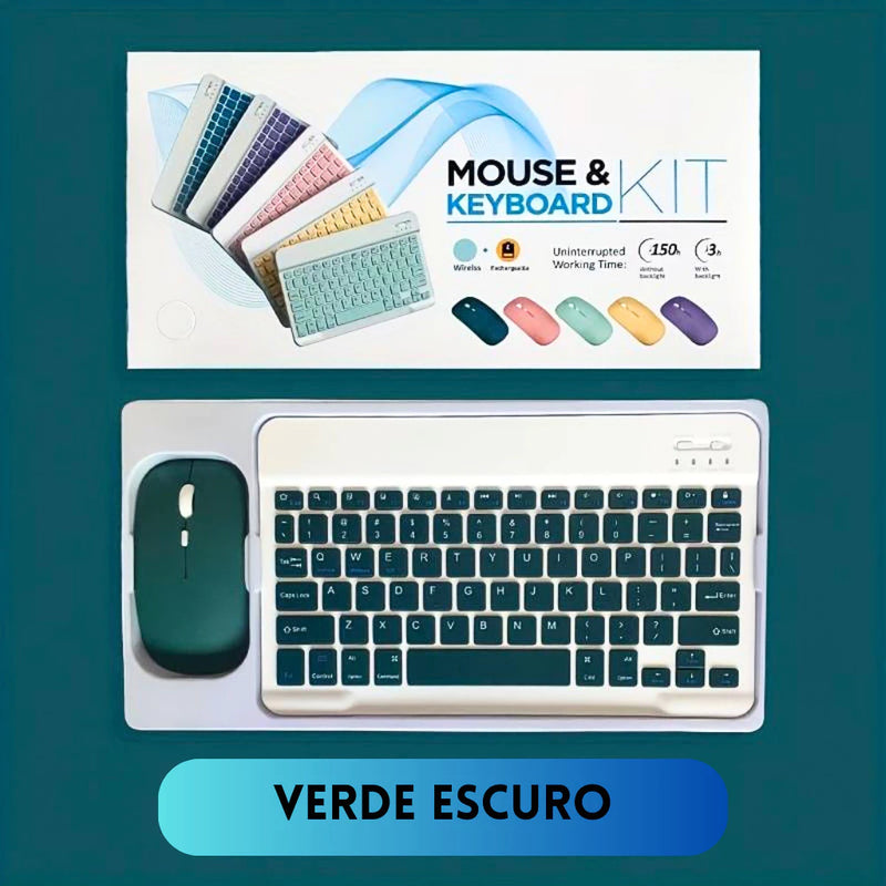 KIT Teclado e Mouse Bluetooth 3.0 Ultrafino - Compatível com Smartphones, Notebook e Tablet