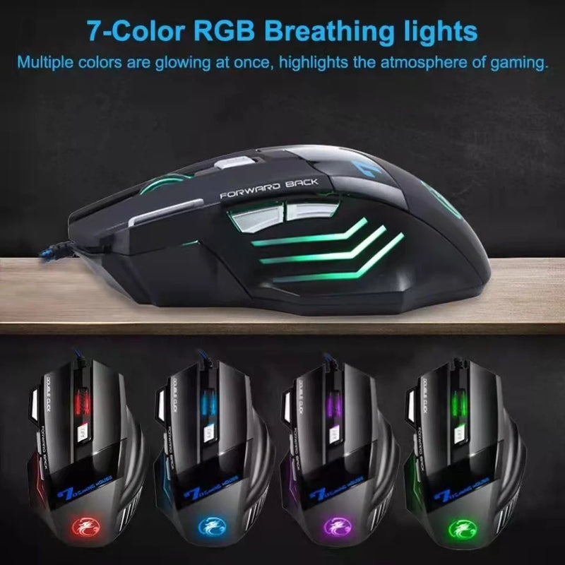 Mouse Gamer X7 Laser RGB 3200 DPI com 7 Botões - Profissional e Ergonômico