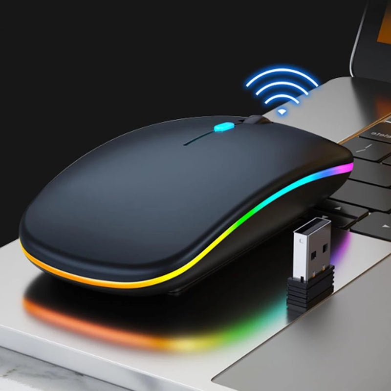 Mouse Sem Fio Recarregável com Luz RGB e Alta Precisão