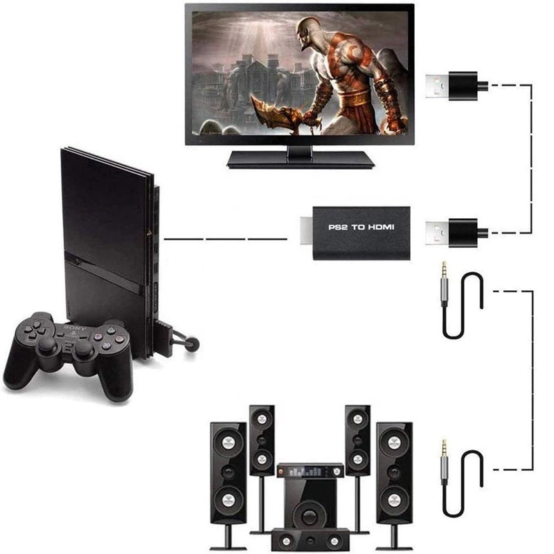 Adaptador Conversor para Ps2 Audio e Vídeo AV para Cabo Hdmi