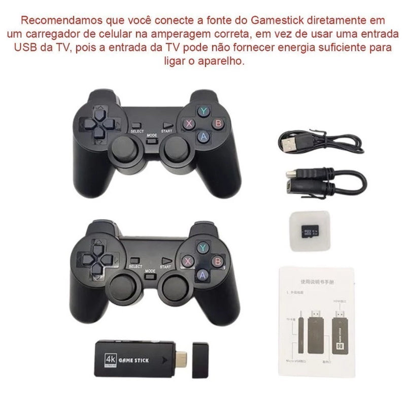 Videogame Stick Retro 10 Mil Jogos com 2 Controles Sem Fio