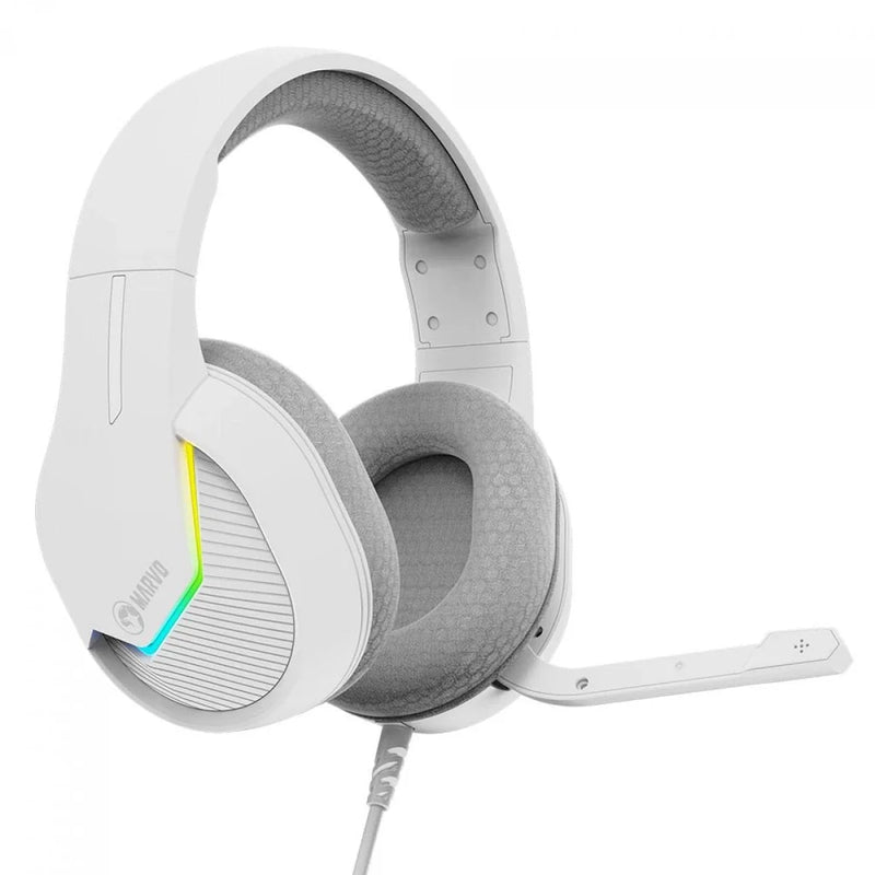 Headset Gamer Marvo, RGB, USB, Drivers de 50mm, White, H8618 WH