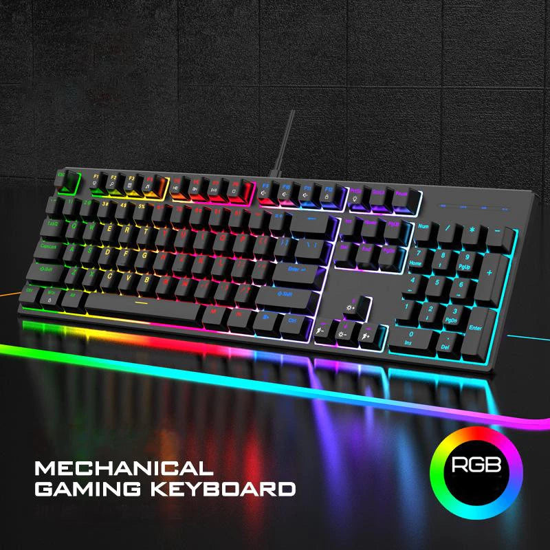 Teclado Mecânico Gamer Blue Switch LED RGB - K100M