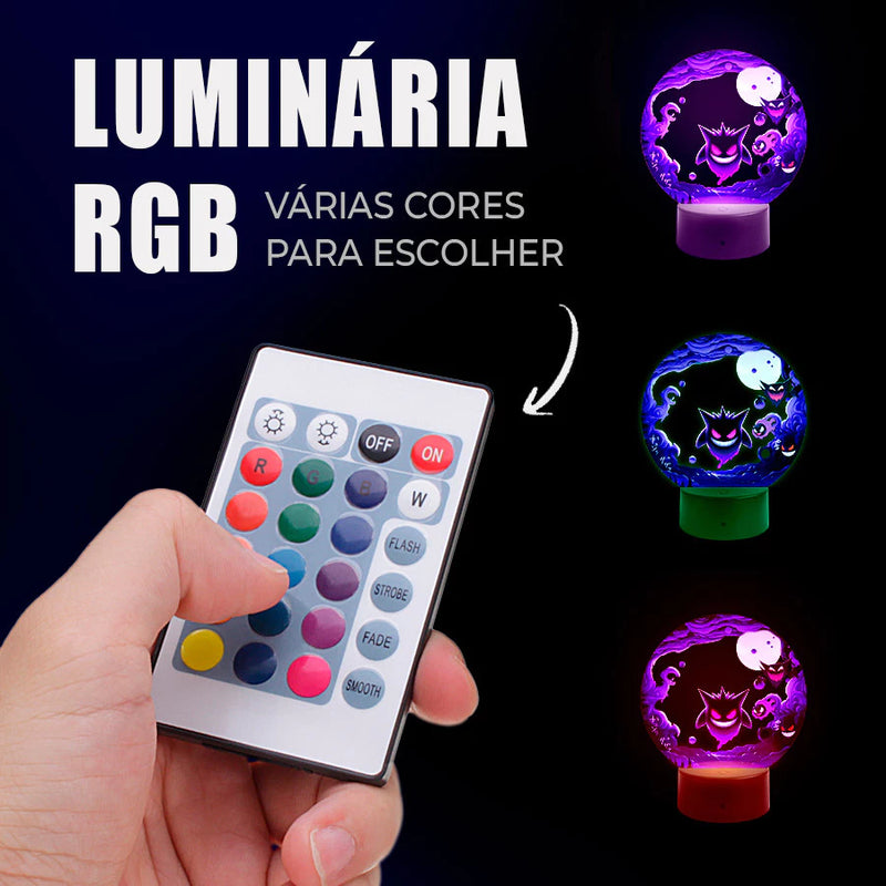 Luminária Pokémon Gengar - RGB com Controle