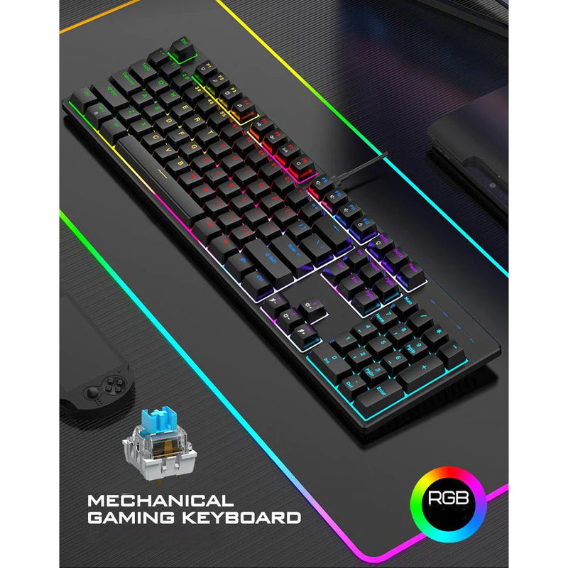 Teclado Mecânico Gamer Blue Switch LED RGB - K100M