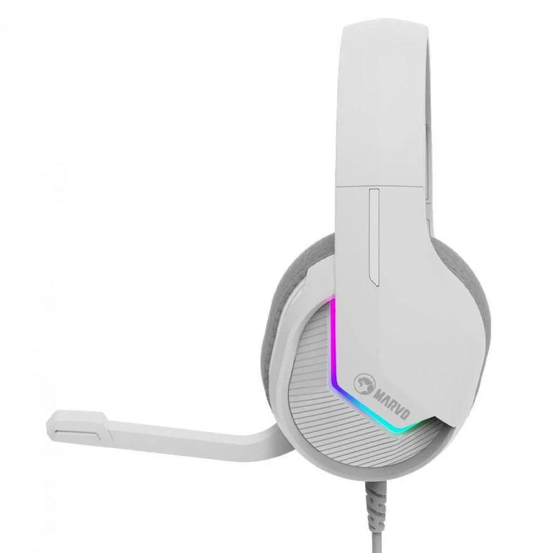 Headset Gamer Marvo, RGB, USB, Drivers de 50mm, White, H8618 WH